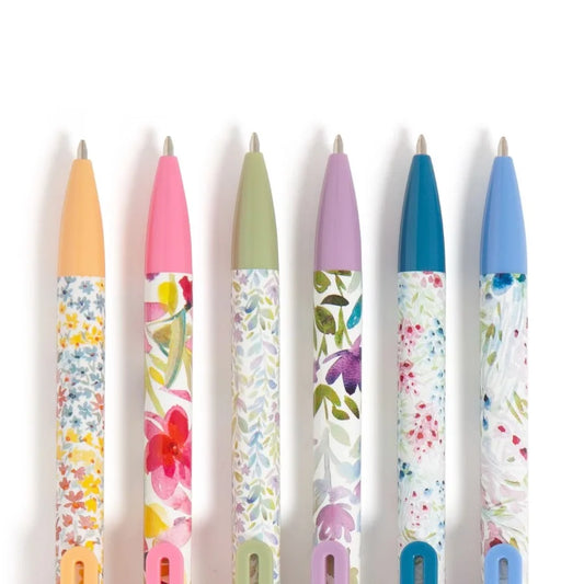 6pk Ballpoint Pens Black Ink Laguna Bountiful Bouquet