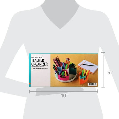5-Compartment Rotating Teacher Organizer, Multicolor with Removable Compartments