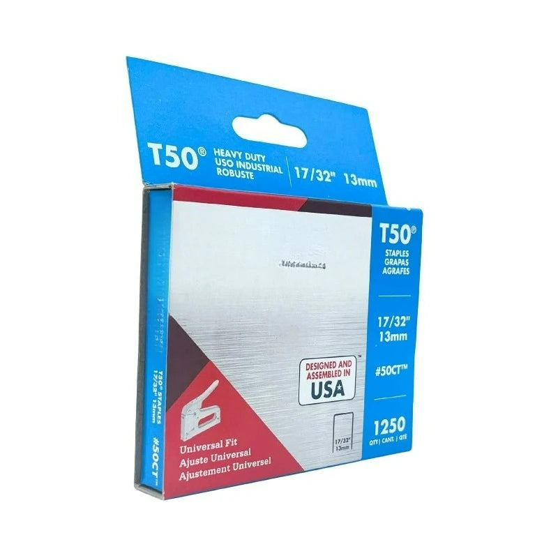 T50 17/32-inch Leg x 3/8-inch Gauge Ceiling Staples, 1,250-Pack