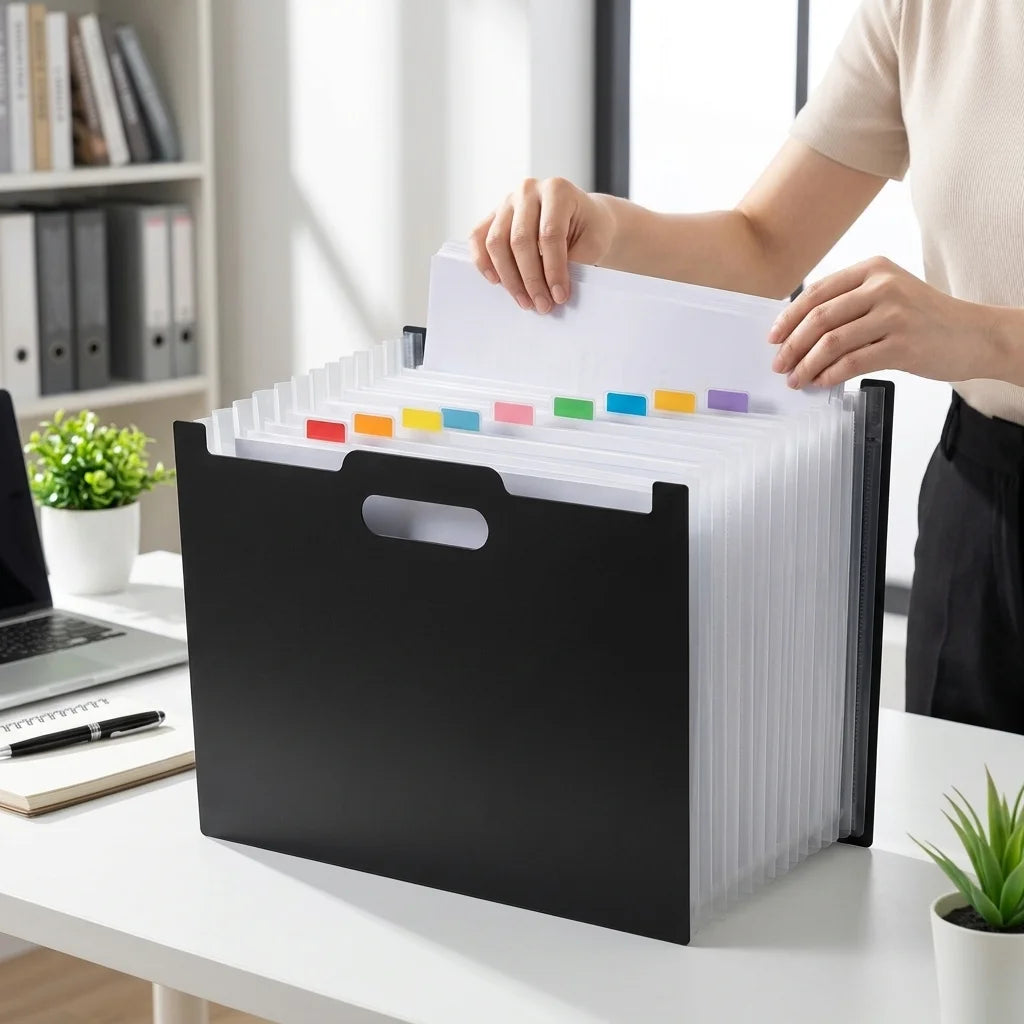 13/25-Slot Pocket Expanding File Folder,Large Capacity Expandable Rainbow Accordion Portable File Folder,Can Hold Binder with 2050 Sheets of Paper Capacity,Document Storage Bag,Suitable for Schools, Offices,Organizer,Home & M