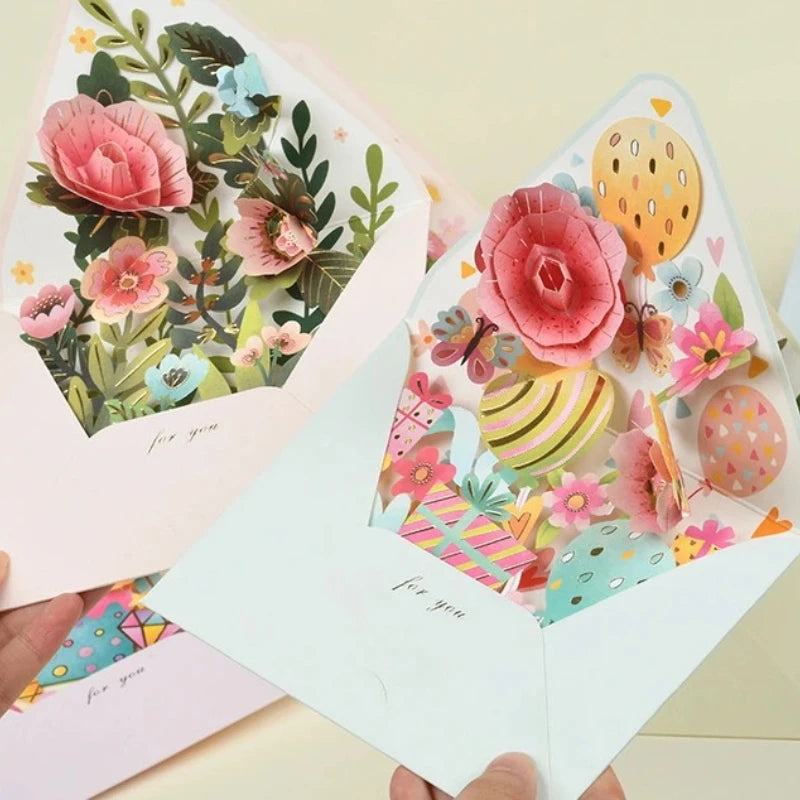 Greeting Card Flowers Cat Pop Up Card 3D Greeting Cards for Birthday, Anniversary, Thank You, Thanksgiving, Christmas, Get Well,