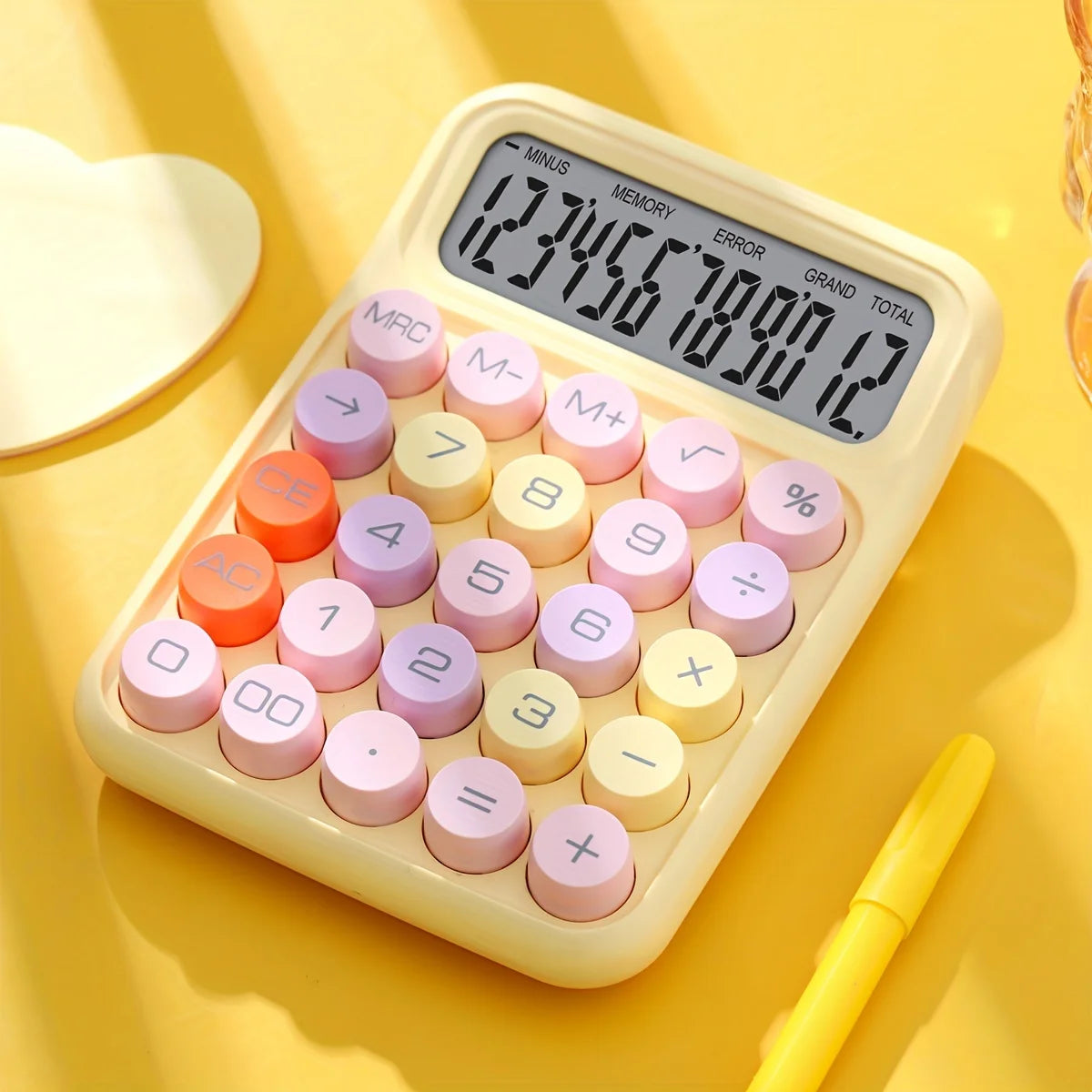 1pc 12-Digit Large Display Dopamine Calculator, Made Of High-Quality Material, Mechanical Keyboard, Suitable For School, Office, Retail
