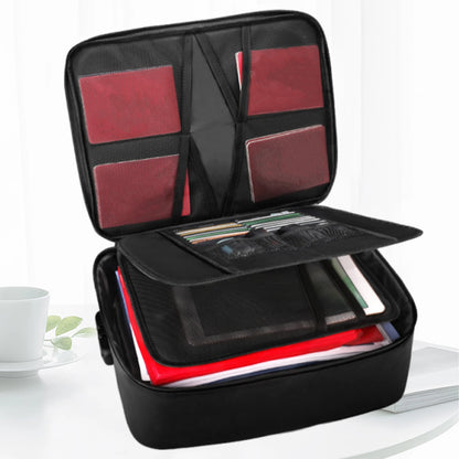 Document Bag with Water-Resistant Zipper Portable Travel Home Organizer Bag for Laptop Passport Certificates Cards