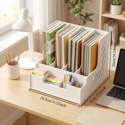 This Multi-Functional Desktop File Organizer Is Suitable For Office A4 Letter Paper And Documents, And Can Also Be Used As A Pen Holder, Book And Document Organizer On A Home Desk.