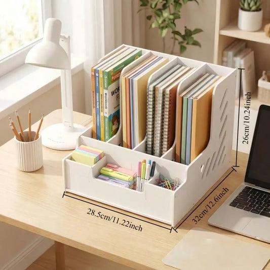 This Multi-Functional Desktop File Organizer Is Suitable For Office A4 Letter Paper And Documents, And Can Also Be Used As A Pen Holder, Book And Document Organizer On A Home Desk.