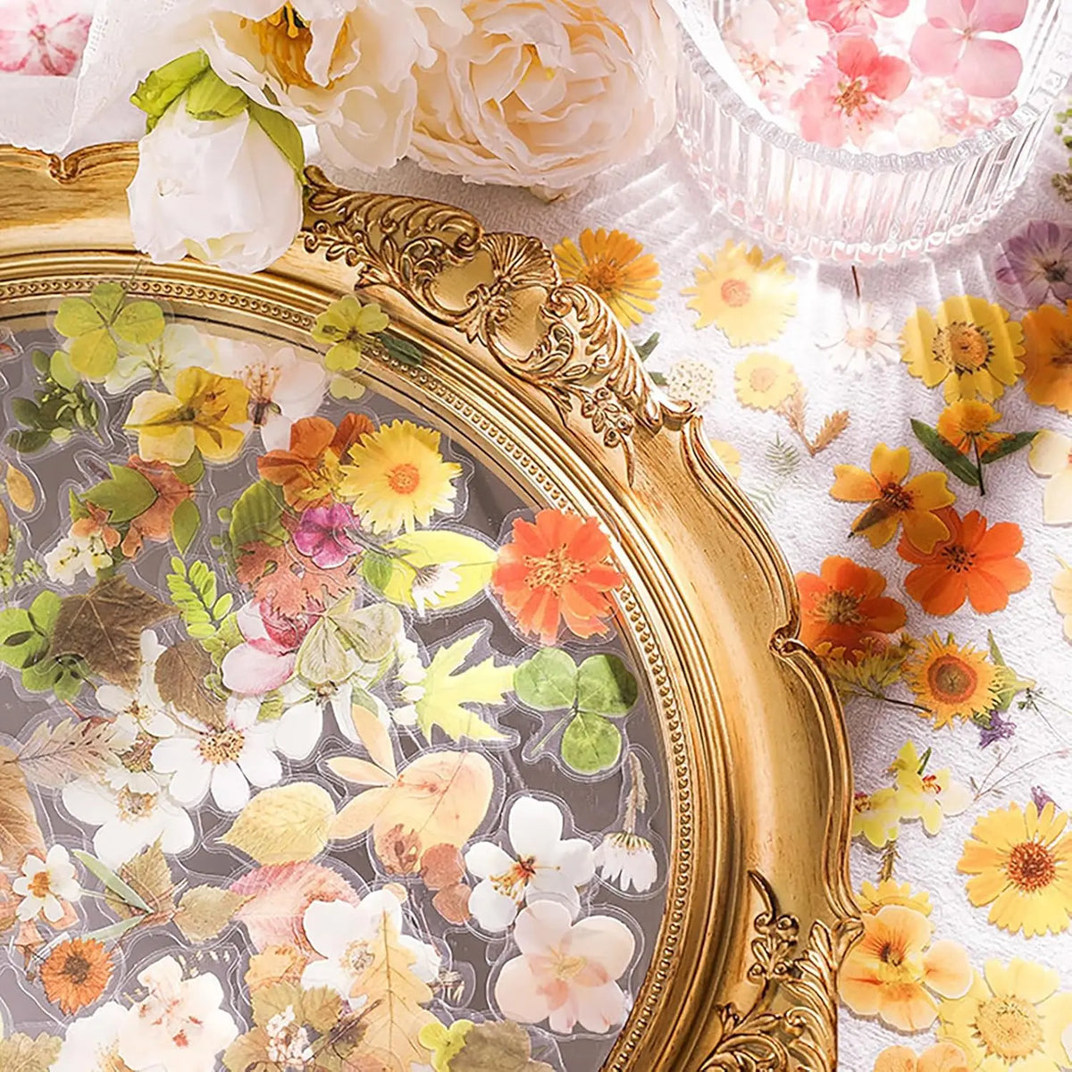 270pcs Flower Stickers Set, Dried Flowers Waterproof Stickers Decals Floral Botanical Journaling Stickers for Scrapbook Supplies Junk Journal Bullet Journals Planner Laptops Art Crafts