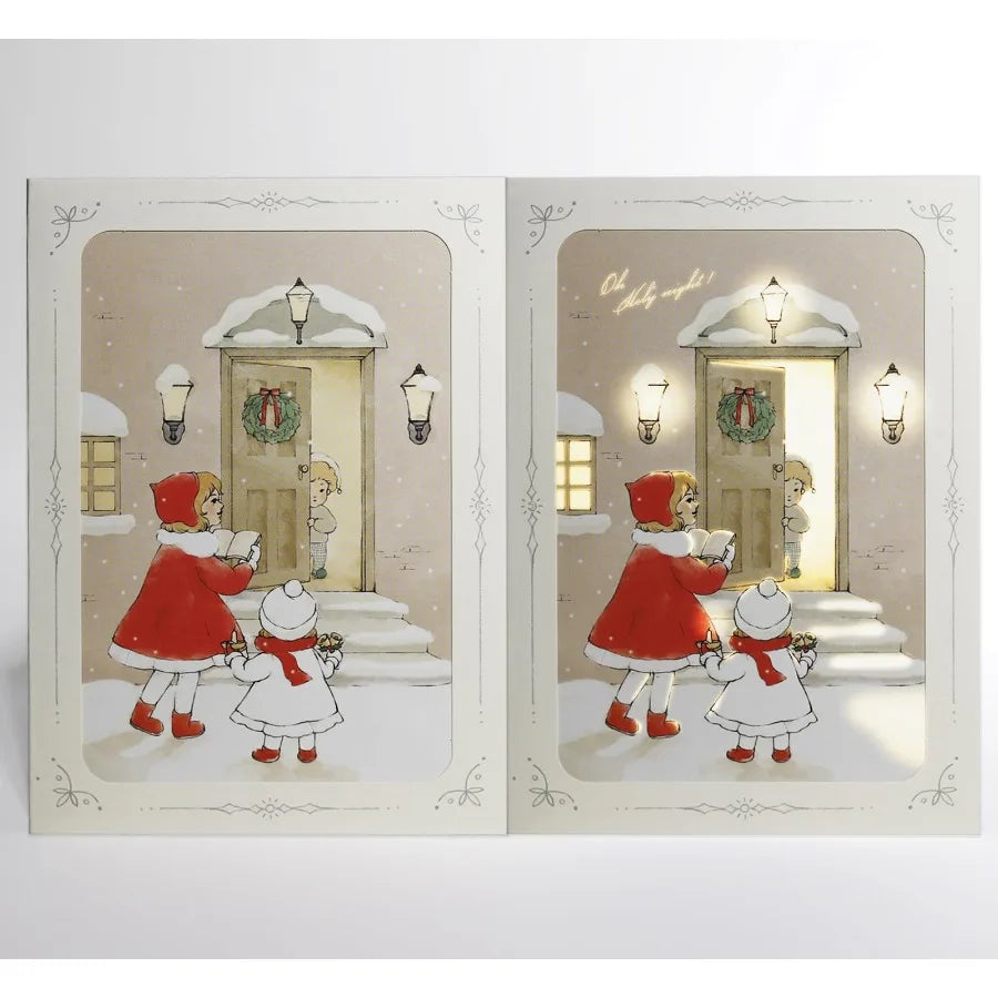 Reveal Card "",Angel Lighting Candle Illustration, Vintage Holiday Greeting Card with Envelope