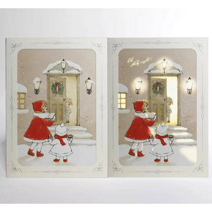 Reveal Card "",Angel Lighting Candle Illustration, Vintage Holiday Greeting Card with Envelope