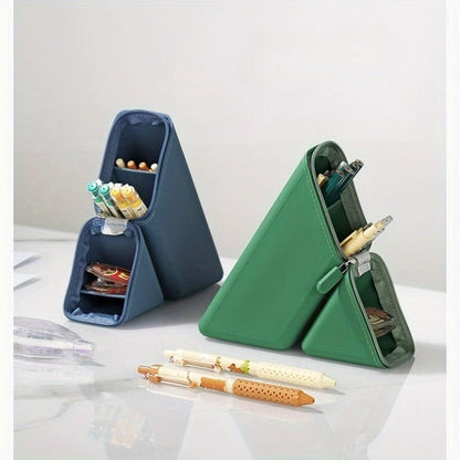 Large Capacity Soft Silicone Pencil Case Solid Fold Design Pencil Case Desktop Office School Pencil Case Foldable Pen Holder Compact Travel Case for Students Erasers Rulers Pens Notebooks