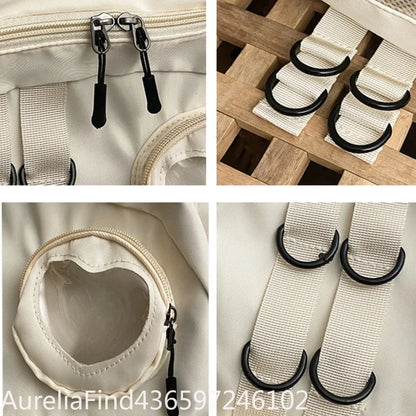 2026 New Kawaii Heart Transparent JK Itabag Backpack for Teen Girls Collage Style School Bag Women Laptop Backpack