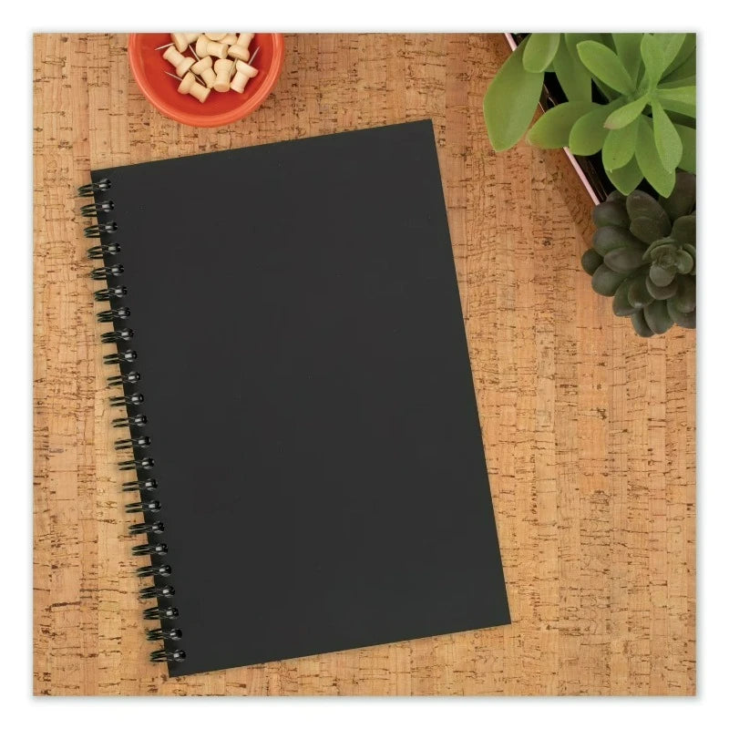 Wire bound Business Notebook, Wide/Legal Rule, Black Cover, 8" x 5", 80 Sheets