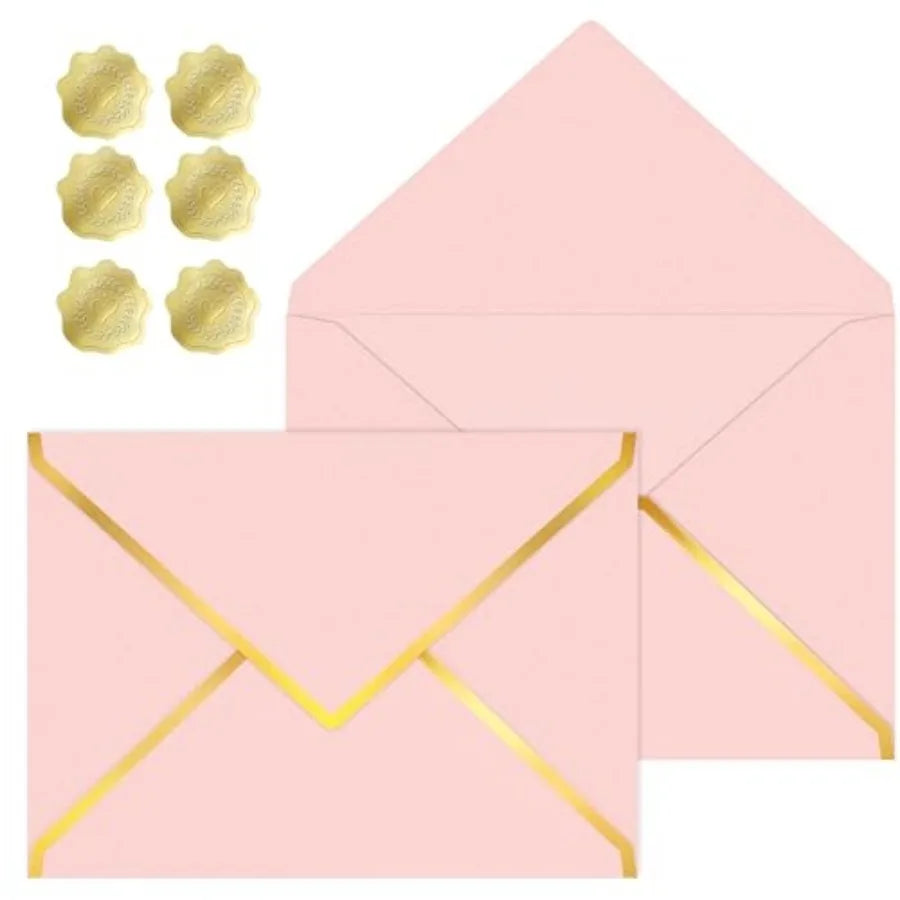 30 Pieces 5 x 7 Inch A7 Envelopes with V Flap Gold Foil Border, for Office, Business Envelopes Colo Envelopes for Gift Cards