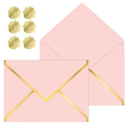30 Pieces 5 x 7 Inch A7 Envelopes with V Flap Gold Foil Border, for Office, Business Envelopes Colo Envelopes for Gift Cards