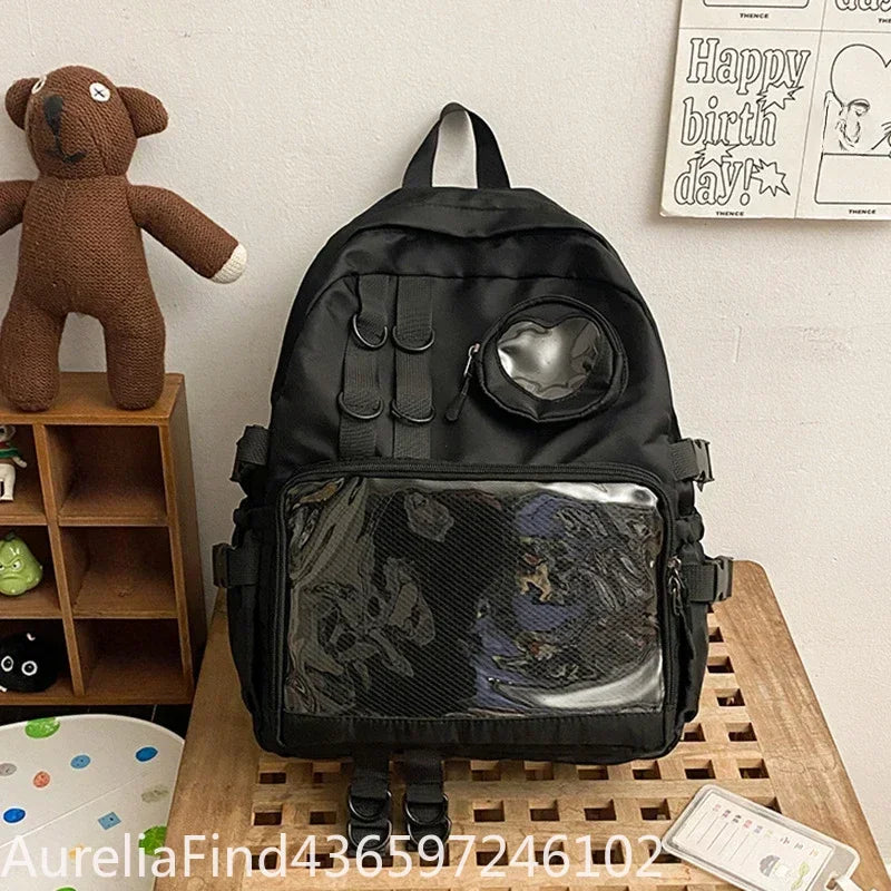2026 New Kawaii Heart Transparent JK Itabag Backpack for Teen Girls Collage Style School Bag Women Laptop Backpack