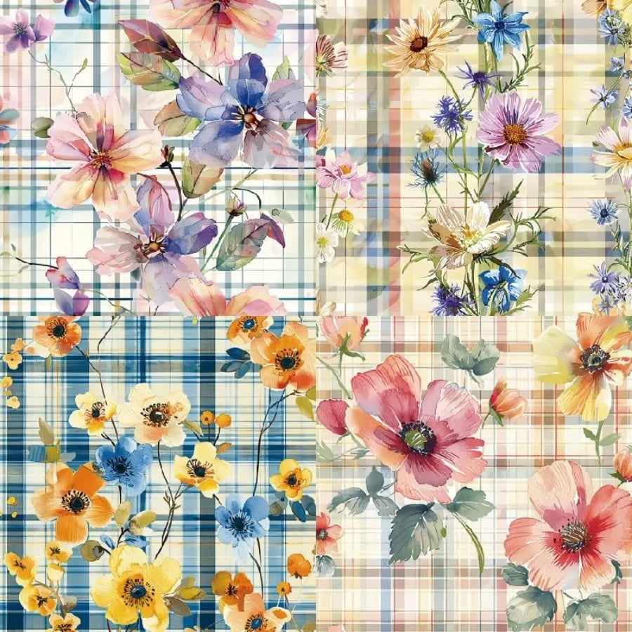 Vintage Floral Scrapbook Paper Pad Flower Patterned Cardstock Paper 6x6, 24 Sheets Single-Sided Junk Journal Scrapbooking Paper