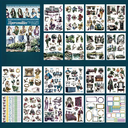 6 Pack 120 Sheets A5 Winter Wonderland Sticker Book, PET Pre Cut Vintage Decals for Journaling, Scrapbooking DIY Craft Supplies