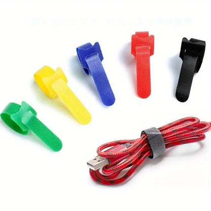 50 Pack Adjustable Cord Organizers, 1.2cm Wide Hook & Loop Ties, Tangle-Free Cable Management for Home, Office, Travel