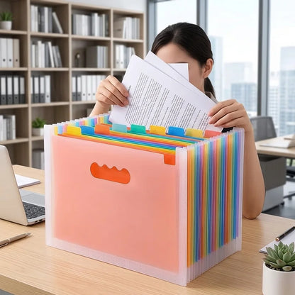 13/25-Slot Pocket Expanding File Folder,Large Capacity Expandable Rainbow Accordion Portable File Folder,Can Hold Binder with 2050 Sheets of Paper Capacity,Document Storage Bag,Suitable for Schools, Offices,Organizer,Home & M