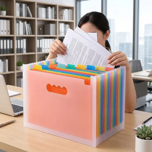 13/25-Slot Pocket Expanding File Folder,Large Capacity Expandable Rainbow Accordion Portable File Folder,Can Hold Binder with 2050 Sheets of Paper Capacity,Document Storage Bag,Suitable for Schools, Offices,Organizer,Home & M