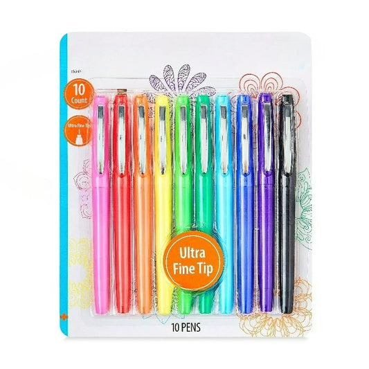 Felt Tip Pens, Ultra Fine Point, Assorted Ink Colors, 10 Count