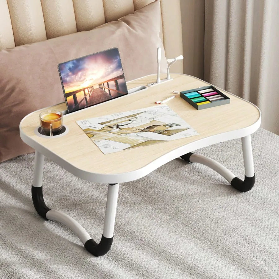DYJ DAYIKA-S Portable Laptop Desk, With Card Slots And Cup Holders, A Folding Desk. Strong, Stable, Space-Saving, Suitable For Laptop Use On Bed, Simple Dining, Painting, Design, Etc.