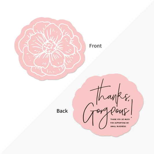 50pcs/pack Pink Thank You Card For Supporting Business Package Decoration "Gorgeous Thanks" Card Handmade With Love