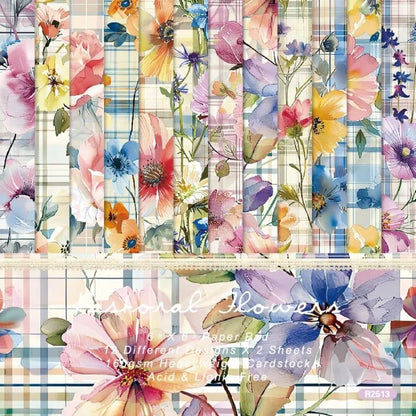 Vintage Floral Scrapbook Paper Pad Flower Patterned Cardstock Paper 6x6, 24 Sheets Single-Sided Junk Journal Scrapbooking Paper