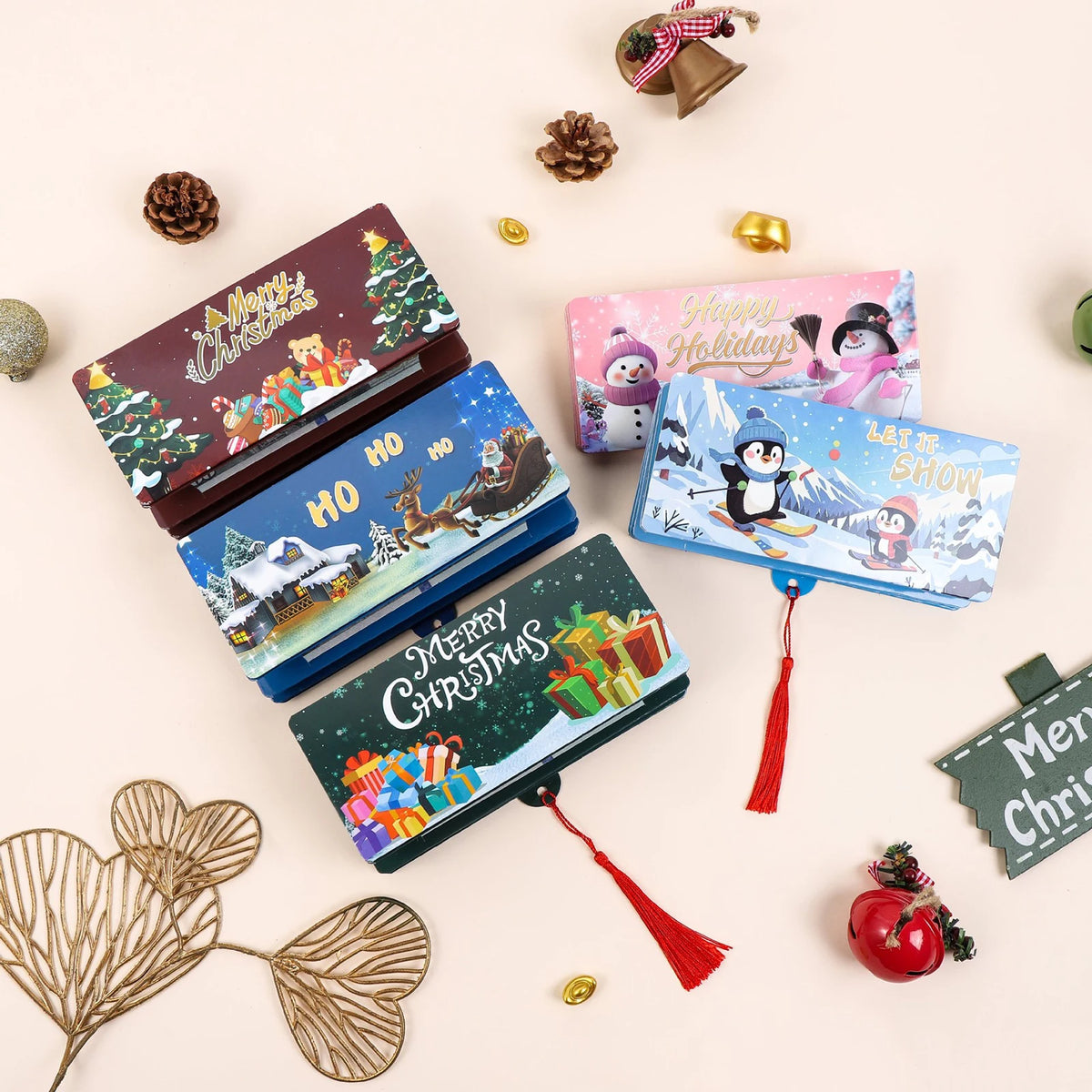 Christmas Cash Gift Envelope with Money Clip Christmas Surprise Card Holder Christmas Money Holder for Women Men Girls