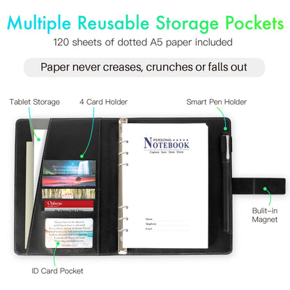 Smart Paper Notebook with Pen Loop, Cards Holder, Dot-coded Printed  Pages Hand Writing Compatible with Ophaya SyncPen & App