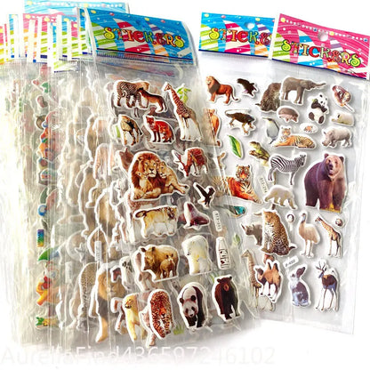 10 Sheets 3D Puffy Animal Stickers Bulk Scrapbook Decor Stickers Birthday New Year Christmas Gift for Kids