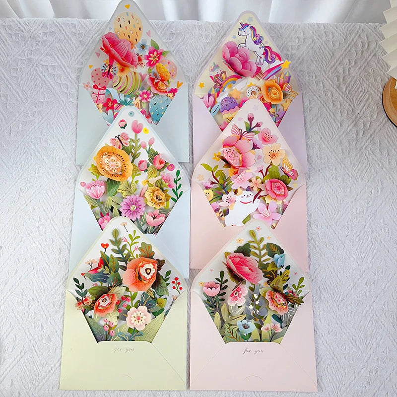 Greeting Card Flowers Cat Pop Up Card 3D Greeting Cards for Birthday, Anniversary, Thank You, Thanksgiving, Christmas, Get Well,