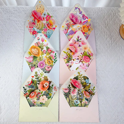Greeting Card Flowers Cat Pop Up Card 3D Greeting Cards for Birthday, Anniversary, Thank You, Thanksgiving, Christmas, Get Well,