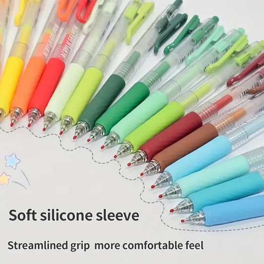 Acrylic Gel Pens for Coloring Journaling Painting Drawing Crafts 0.7mm Bullet Tip,Blendable Quick Dry Ink,Retractable Click Design for Muti-Surface Painting DIY Crafts Handmade Projects