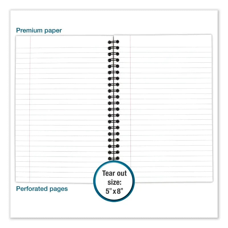 Wire bound Business Notebook, Wide/Legal Rule, Black Cover, 8" x 5", 80 Sheets