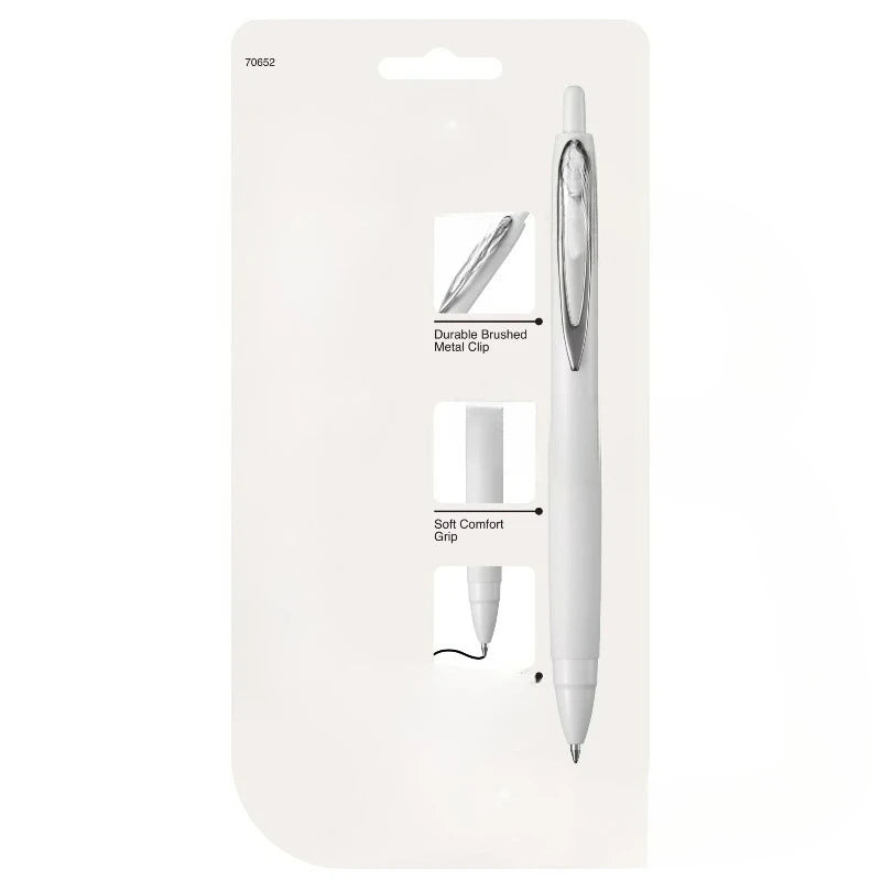 Retractable Gel Pens, Medium Point, 0.7mm, White Barrel, Black Ink, 4 Count