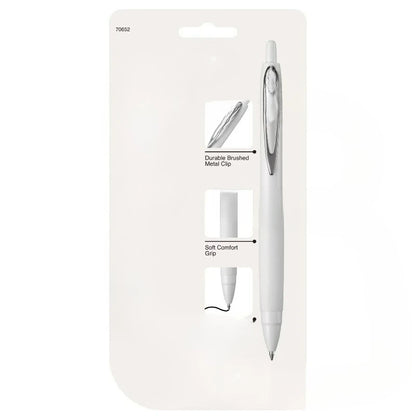 Retractable Gel Pens, Medium Point, 0.7mm, White Barrel, Black Ink, 4 Count