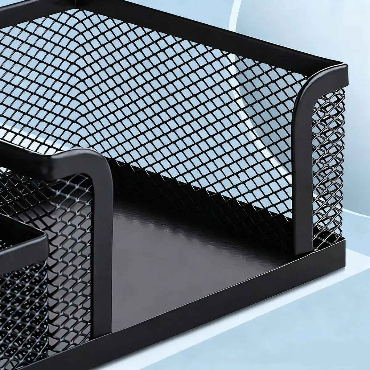 Black Metal Mesh Desktop Organizer Rack, Multi-Layer Pen Holder, Suitable For Office And Home, Desktop Storage Solution, Can Hold Pens, Pencils, Stationery And Small Items Desk Office Supplies Office Accessories School Suppli