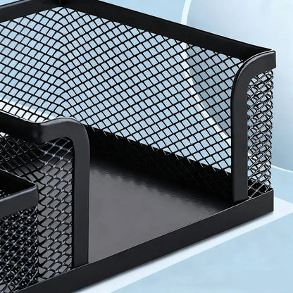 Black Metal Mesh Desktop Organizer Rack, Multi-Layer Pen Holder, Suitable For Office And Home, Desktop Storage Solution, Can Hold Pens, Pencils, Stationery And Small Items Desk Office Supplies Office Accessories School Suppli