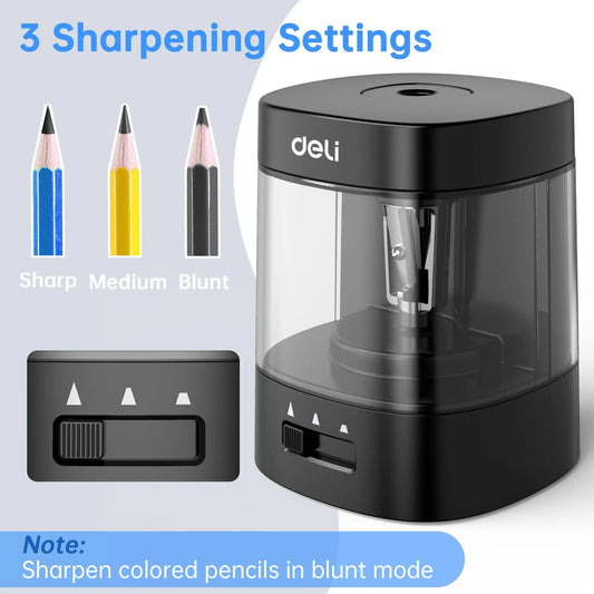 Deli Electric Pencil Sharpener Automatic USB Battery Operated Fast Sharp 3 Modes for Home Office School