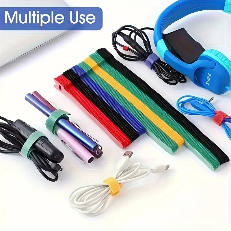 50 Pack Adjustable Cord Organizers, 1.2cm Wide Hook & Loop Ties, Tangle-Free Cable Management for Home, Office, Travel