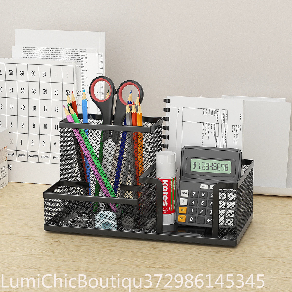 Black Mesh Desk Organizer 3‑Compartments Office Supply Caddy With Pencil Holder Storage Baskets Desktop Accessories Office Workspace Organizer