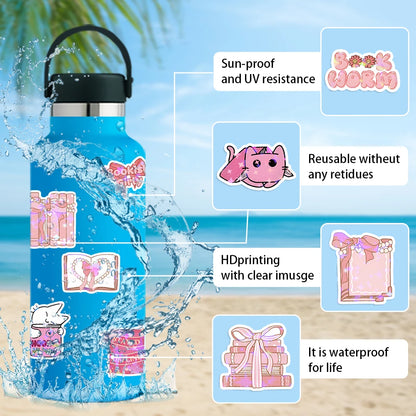 60/120 PCS Pink Bookish Graffiti Stickers Pink Reading Decoration Notebook Luggage Stationery Stickers