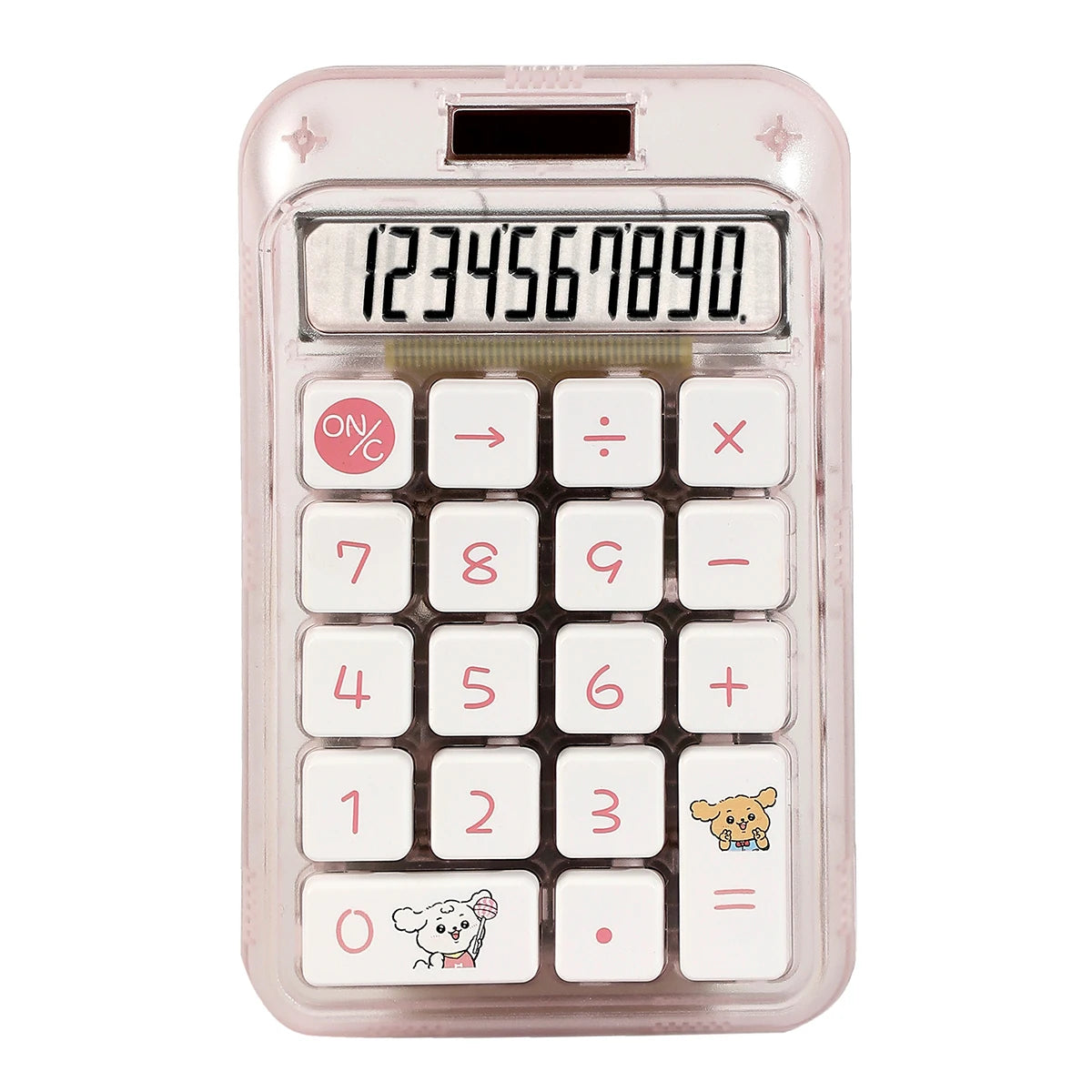 1pcs Transparent Color Solar Dual Power Calculator - Designed Cute And Compact, With Large Screen And Buttons, High-precision 10 Digit Number Capability, Suitable For Offices, Schools, And Homes
