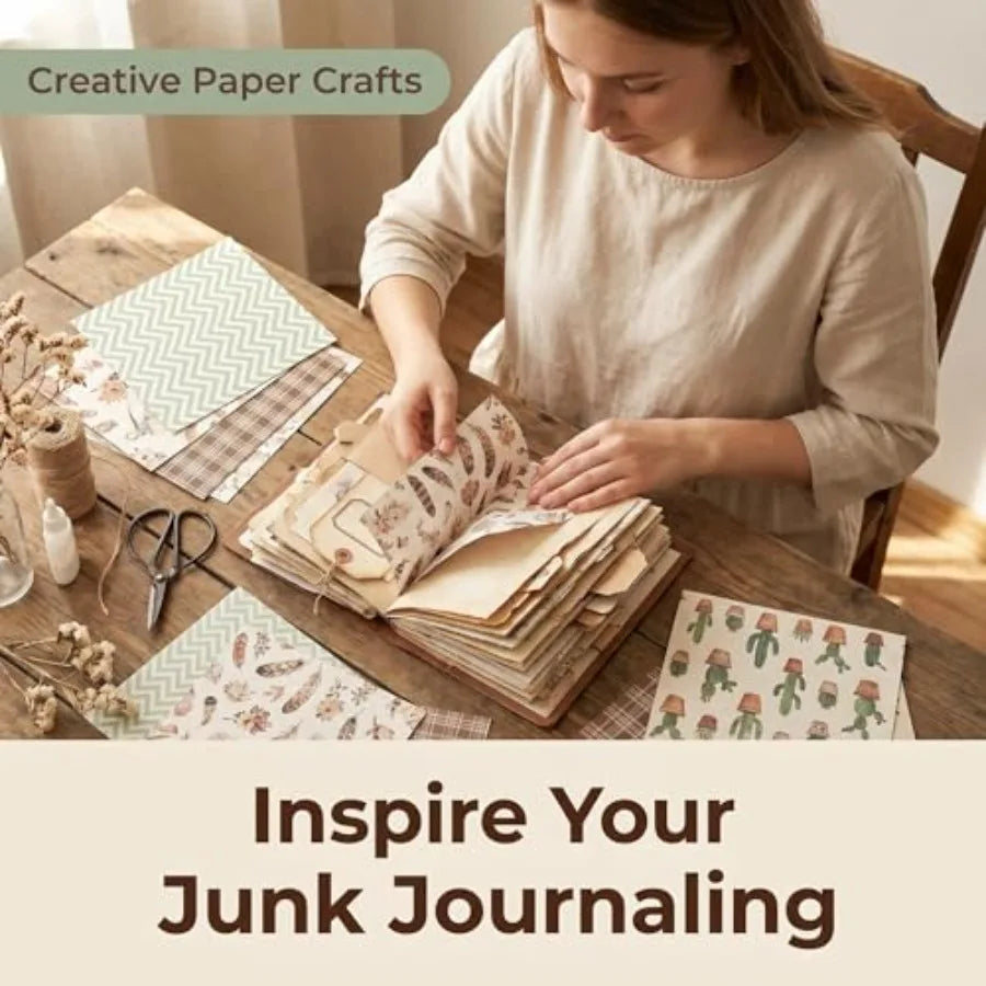 6x6in, 48 Sheets Double-Sided Patterned, Vintage Cardstock Bleed-Resistant For Inks and Glues, Folds And Tears Cleanly, Acid-Free