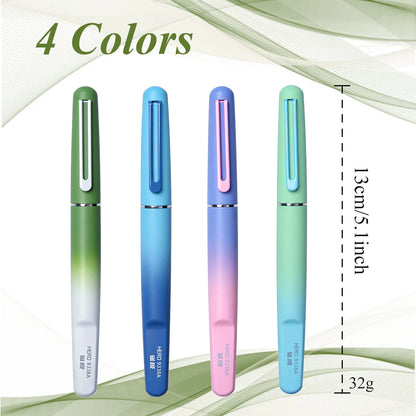 HERO 9338A Magnetic Fountain Pen 0.38mm Iridium EF Nib Frosted Gradient Metal Body Fingerprint Proof Ergonomic Grip Quick Dry Ink Smooth Writing, Anti-Skip & Anti-Blob