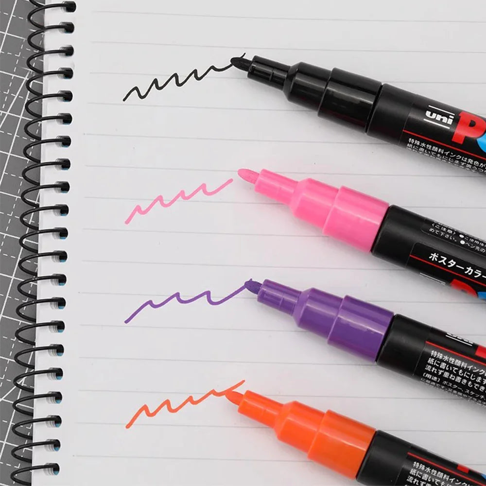 15Colors Uni Posca Marker Pen Set,Acrylic Marker Pens Pc-5M Pop Poster Pen/Graffiti Advertisement Art Stationery