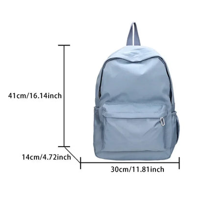Simple Solid Color Backpack Women Nylon School Bags for Teenager Girls Shoulder Bag