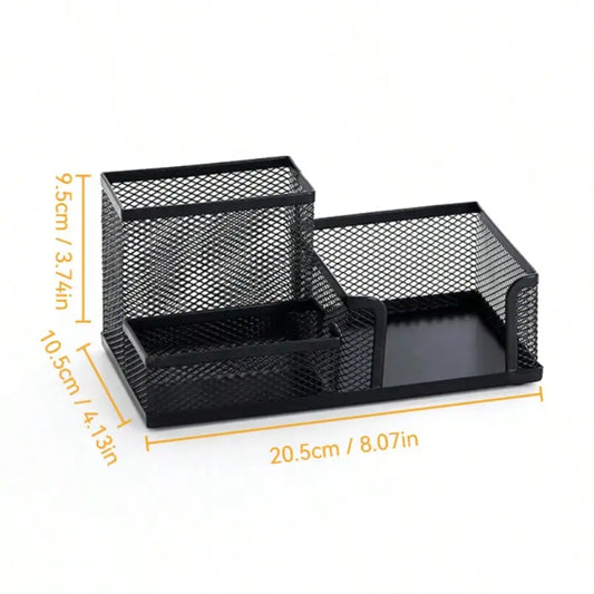 Black Metal Mesh Desktop Organizer Rack, Multi-Layer Pen Holder, Suitable For Office And Home, Desktop Storage Solution, Can Hold Pens, Pencils, Stationery And Small Items Desk Office Supplies Office Accessories School Suppli