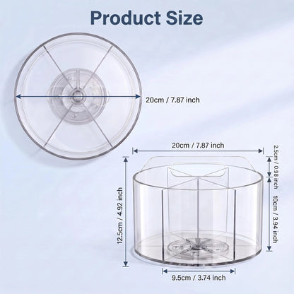 Spinning Acrylic Desk Pen Holder 360 Degree With 6 Compartments And Handle 7.87 Inch Diameter Clear Desktop Caddy For Supplies Desk Matt For Desktop Office Vanity Storage