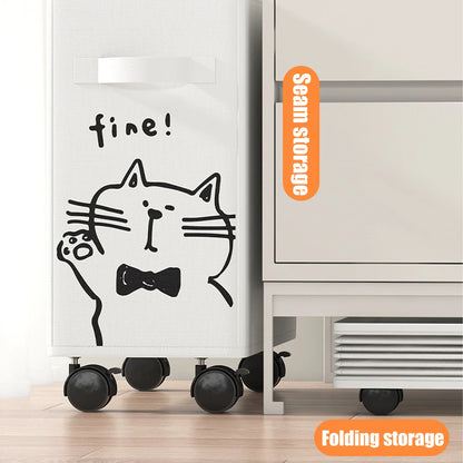 Office Storage Utility Cart Rolling Under Desk Organizer Basket Foldable Oxford Cloth Space Saving for Dorm Apartment Home